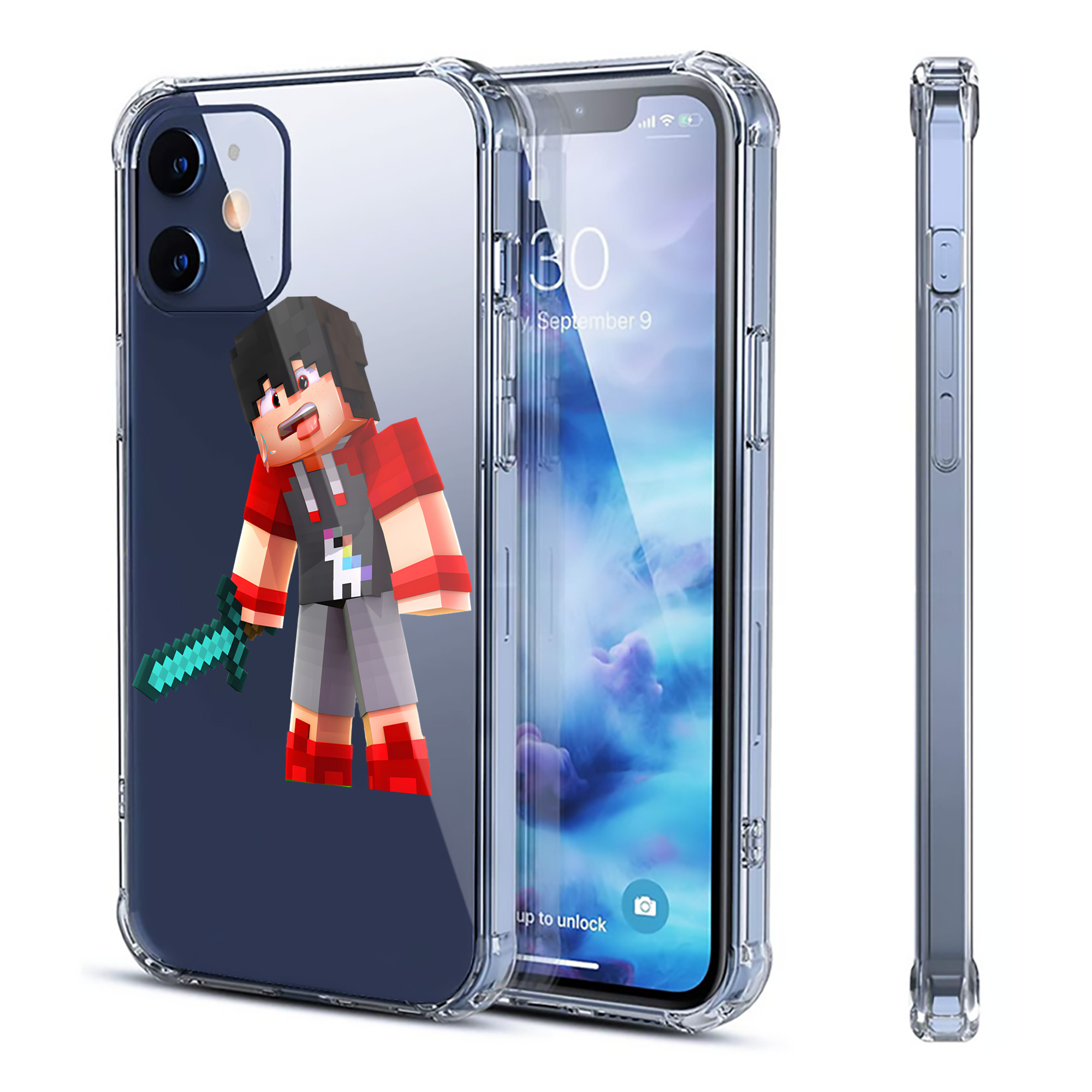 （画像用） マインクラフト ブロックの世界 Minecraft MC Block world 【iPhone 12シリーズ対応】透明スマホケース（クリアソフトケース）